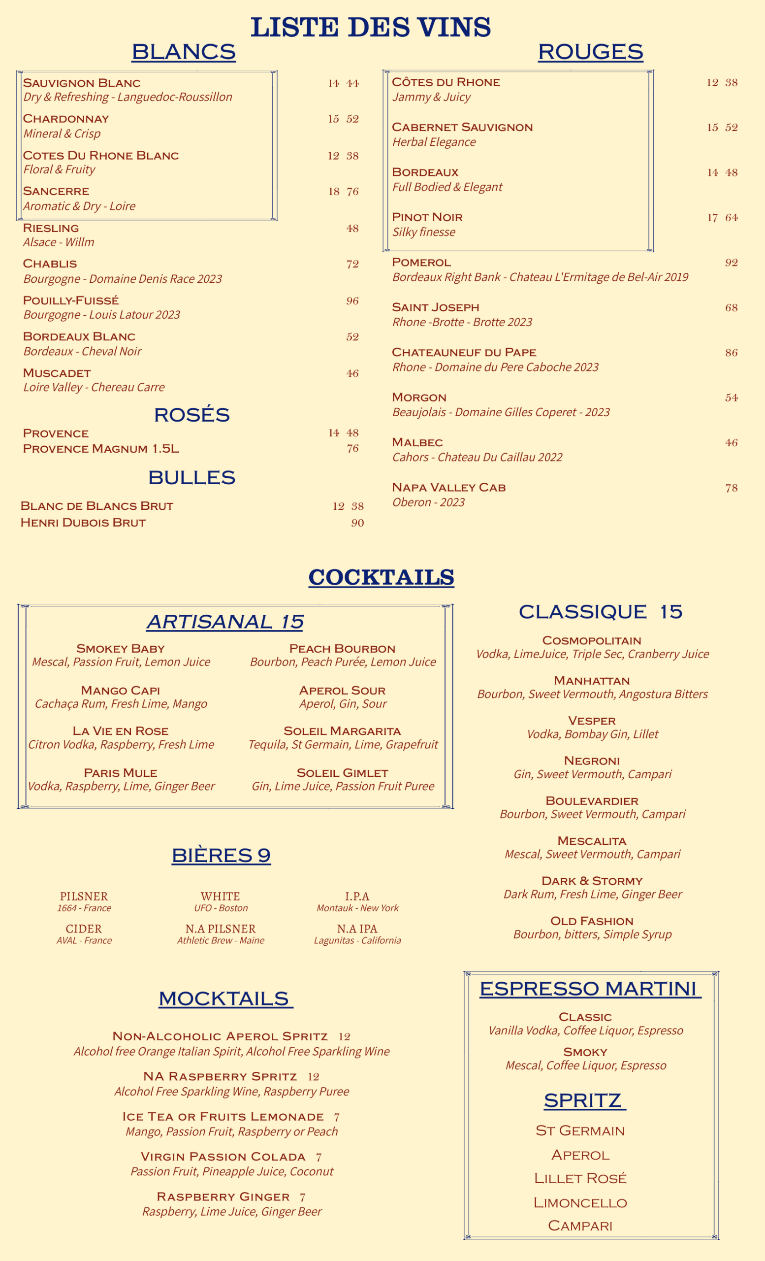 Dinner menu 2